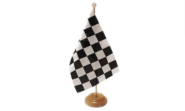 Black and White Check Small Flag with Wooden Stand